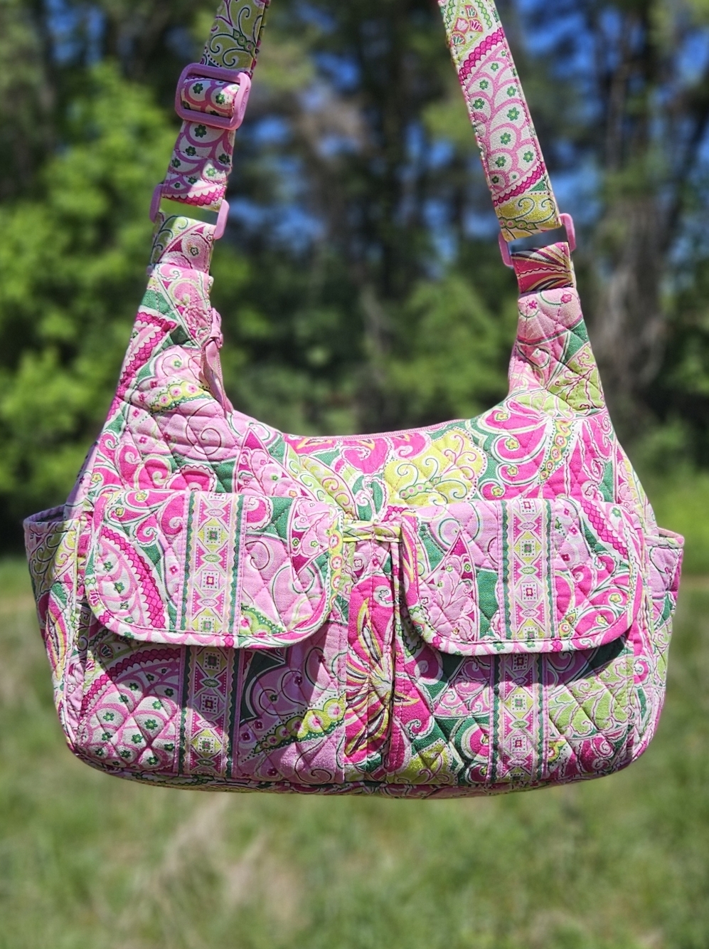 Vera Bradley Cargo Sling Crossbody In Pinwheel Pink